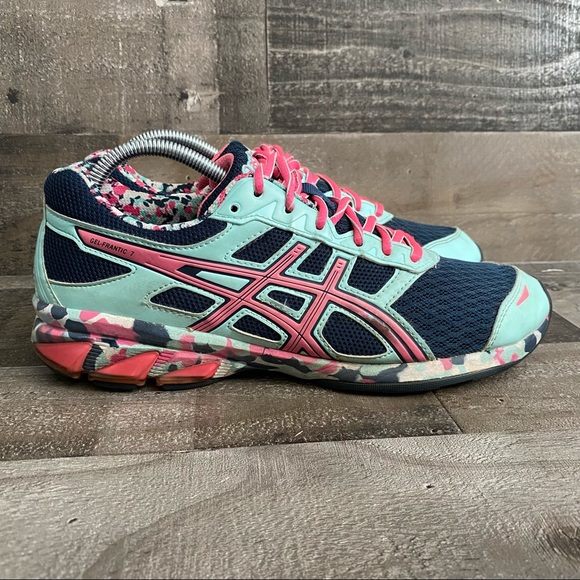 Asics Gel Frantic 7 T3A6Q Womens Running Shoes Aqua Pink Midnight Blue Size 10. - Picture 2 of 10